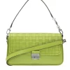 Michael Kors BradShaw Woven Leather Convertible Shoulder Bag, lime/Green EUC