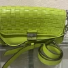 Michael Kors BradShaw Woven Leather Convertible Shoulder Bag, lime/Green EUC - Image 11
