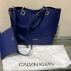 Calvin Klein Reversible Tote with Pouch, Royal blue and black magnetic closure