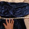 Stunning Navy Blue Velvet Wrap Look Dress Shows L but runs small Size S-M - Image 3