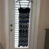 Alfani Sequined Maxi Dress in Blue/Black Abstract Print. Size P/S