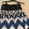 Alfani Sequined Maxi Dress in Blue/Black Abstract Print. Size P/S - Image 2