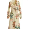 Let it shine Floral Neckline Ruffle Maxi Dress