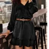 Long Sleeve Satin Black Dress Size 10 Brand New - Image 2