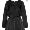 Long Sleeve Satin Black Dress Size 10 Brand New