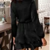 Long Sleeve Satin Black Dress Size 10 Brand New - Image 9