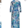 Ocean Print Center Slit Maxi Dress Blue Multi XXS - Image 7