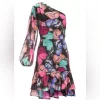 Boston proper One Shoulder Butterfly Print Dress size 6