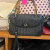C. Wonder Women’s Jasmine Faux Straw Shoulder Bag with Bamboo-Look Handle Black