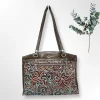 Patricia Nash Poppy Turquoise Tooled Leather Tote Handbag Purse