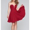 Faviana Little small red mini dress size 0 lace in back and adjustable - Image 2