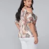Plus Size cold shoulders Slit Detail Printed Top Bran New size size 1X - Image 5