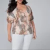 Plus Size cold shoulders Slit Detail Printed Top Bran New size size 1X - Image 4