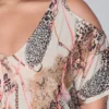 Plus Size cold shoulders Slit Detail Printed Top Bran New size size 1X - Image 3
