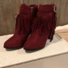 Fringe Detail Booties Color Wine size 6 perfect booties Brand New