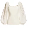 Ponte Square Neck Top with Embroidered Sleeve size XXS ColorOff White NWT - Image 2
