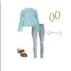 Lace Inset Blouson Knit Top COLOR : Airy Blue Size sizeXS - Image 5