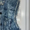 High low denim jean buttons down top size large - Image 5