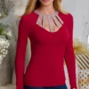 Boston Proper Embellished Trim Strappy Knit Top Jester RED size Large and XXS
