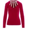 Boston Proper Embellished Trim Strappy Knit Top Jester RED size Large and XXS - Image 2