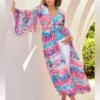 Watercolor Garden Print Shimmer Duster L and XS
