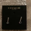 Coach Signature Pave Bar Stud Earrings Brand New