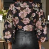 Organza Balloon Sleeve Shirt size S and XS COLOR : Black Multi - Image 9