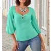 Opal color Ring Detail Sweetheart Knit