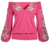 Embroidered Off The Shoulder Top hot pink color Brand New xxs,L
