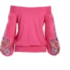 Embroidered Off The Shoulder Top hot pink color Brand New xxs,L