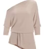 Soft Asymmetrical Slouchy Tunic Top Color Oatmeal sizes XS - Image 2