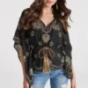 Black and gold Embellished Handkerchief Top SZ S & XS