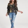 Black and gold Embellished Handkerchief Top SZ S & XS - Image 7