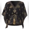 Black and gold Embellished Handkerchief Top SZ S & XS - Image 4
