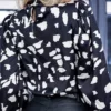 stunning scattered printed satin blouse High neck classy - Image 2