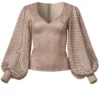 Balloon Sleeve La e gold Top absolutely gorgeous4,8,10 Color: Mocha - Image 6