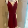 Faviana Little small red mini dress size 0 lace in back and adjustable