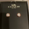 Coach Earring Open Circle Stone Rose Gold / white color by COACH NWT - Image 5