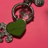NWOT KATHY Van Zeeland Silver Tone Metal With Glass Stone Bag Charm/Key Ring - Image 4