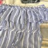 Chic & beautiful white & blue stripes Midi dress size M light fabric no stretch - Image 5