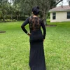 Gorgeous Lace Back details Long Black dress Size S