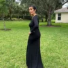 Gorgeous Lace Back details Long Black dress Size S - Image 2