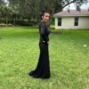 Gorgeous Lace Back details Long Black dress Size S - Image 6