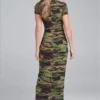 Camo Maxi Dress with Twist Front Size S Brand New - Image 2