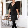 simply beautiful black Knitted Wrap Dress size 6