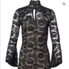 Absolutely stunning lace dress with bell sleeve size XS NWT Black & Nude color - Image 4