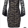 Absolutely stunning lace dress with bell sleeve size XS NWT Black & Nude color - Image 3