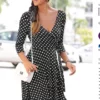 Wrap Look Polkadot Dress Color: BLACK DOTTED size 6 and 8 Brand New