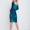 Floral Print Velvet Dress size L Brand New multi green and blue - Image 7