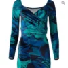 Floral Print Velvet Dress size L Brand New multi green and blue - Image 4